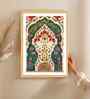 (1Pc) Green Fibre Mughal Floral Wall Art