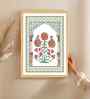 (1Pc) Green Fibre Mughal Floral Wall Art
