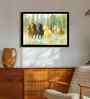 (1Pc) Green Fibre Running Horses Wall Art
