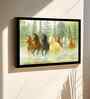 (1Pc) Green Fibre Running Horses Wall Art