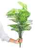 Green Alocasia-Lg In Black Pot With White Stones Artificial Plant