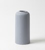 (1Pc) Grey  Ceramic  Ribbed Design Matt Finished 8 Inch  Table Vase