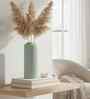 (1Pc) Light Green Ceramic  Ribbed Design Matt Finished 10 Inch  Table Vase