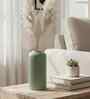 (1Pc) Light Green Ceramic  Ribbed Design Matt Finished 6 Inch  Table Vase