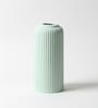 (1Pc) Light Green Ceramic  Ribbed Design Matt Finished 8 Inch  Table Vase