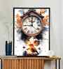 (1Pc) Multicolour Canvas Beautiful Abstract Wall Art with Clock