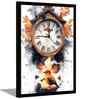 (1Pc) Multicolour Canvas Beautiful Abstract Wall Art with Clock