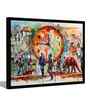 (1Pc) Multicolour Canvas Framed Abstract Wall Art with Clock