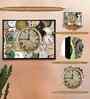 (1Pc) Multicolour Canvas Framed Abstract Wall Art with Clock