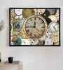 (1Pc) Multicolour Canvas Framed Abstract Wall Art with Clock