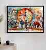 (1Pc) Multicolour Canvas Framed Abstract Wall Art with Clock