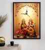(1Pc) Multicolour Canvas Lakshmi Ganesha Wall Art with Clock