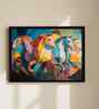 (1Pc) Multicolour Fibre Running Horses Wall Art