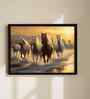 (1Pc) Multicolour Fibre Running Horses Wall Art