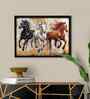 (1Pc) Multicolour Fibre Running Horses Wall Art