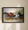 (1Pc) Multicolour Fibre Running Horses Wall Art