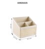 (1Pc) Off-White Faux Leather 3 Compartments Office Tabletop Storage Box