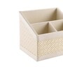 (1Pc) Off-White Faux Leather 3 Compartments Office Tabletop Storage Box