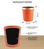 (1Pc) Orange Faux Leather Open Top Office and Home Dustbin
