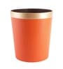 (1Pc) Orange Faux Leather Open Top Office and Home Dustbin