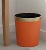 (1Pc) Orange Faux Leather Open Top Office and Home Dustbin