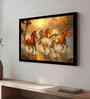 (1Pc) Orange Fibre Running Horses Wall Art