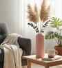 (1Pc) Pink Ceramic  Ribbed Design Matt Finished 10 Inch  Table Vase