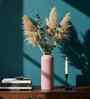 (1Pc) Pink Ceramic  Ribbed Design Matt Finished 10 Inch  Table Vase