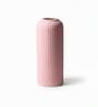 (1Pc) Pink Ceramic  Ribbed Design Matt Finished 10 Inch  Table Vase