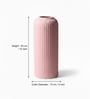 (1Pc) Pink Ceramic  Ribbed Design Matt Finished 10 Inch  Table Vase