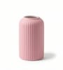 1Pc Pink Ceramic Ribbed Design Matt Finished 6 Inch Table Vase