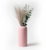 (1Pc) Pink Ceramic  Ribbed Design Matt Finished 8 Inch  Table Vase
