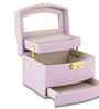 (1Pc) Purple Faux Leather Mirror Multiple Compartments with Lock Jewellery Organizer