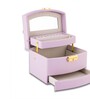 (1Pc) Purple Faux Leather Mirror Multiple Compartments with Lock Jewellery Organizer