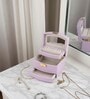 (1Pc) Purple Faux Leather Mirror Multiple Compartments with Lock Jewellery Organizer