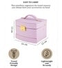 (1Pc) Purple Faux Leather Mirror Multiple Compartments with Lock Jewellery Organizer