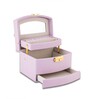 (1Pc) Purple Faux Leather Mirror Multiple Compartments with Lock Jewellery Organizer