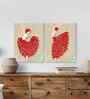 (1Pc) Red Canvas Stretched Floral Wall Art