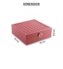 (1Pc) Red Faux Leather Mirror Lock & Multiple Compartments Jewellery Organizer