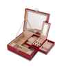 (1Pc) Red Faux Leather Mirror Lock & Multiple Compartments Jewellery Organizer