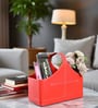 (1Pc) Red Faux Leather Multipurpose Storage & Organizer Basket for Home Office & Gifting