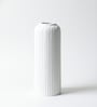 (1Pc) White  Ceramic  Ribbed Design Matt Finished 10 Inch  Table Vase
