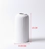 (1Pc) White  Ceramic  Ribbed Design Matt Finished 6 Inch  Table Vase