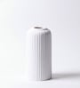 (1Pc) White  Ceramic  Ribbed Design Matt Finished 6 Inch  Table Vase