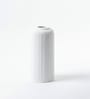 (1Pc) White  Ceramic  Ribbed Design Matt Finished 8 Inch  Table Vase