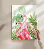 (1Pc) White Canvas Beautiful Flamingo Wall Art