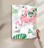 (1Pc) White Canvas Beautiful Flamingo Wall Art