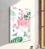 (1Pc) White Canvas Beautiful Flamingo Wall Art