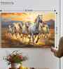 (1Pc) White Canvas Running Horses Wall Art