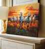 (1Pc) White Canvas Running Horses Wall Art